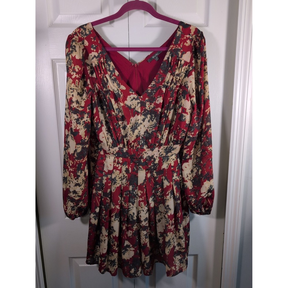 Miss Me Medium RED Floral Fever Pleated Fit & Flare Dress - MSRP $84